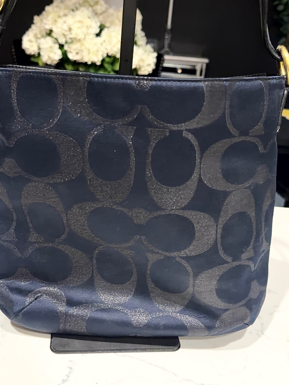 Coach Campbell metallic Signature Crossbody Bag with Front Buckle Pocket - Picture 8 of 9